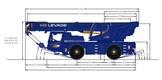 Grue mobile LTM1040 côté - MS Levage